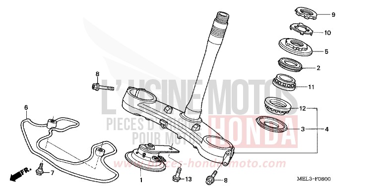 STEERING STEM for CBR1000RR Fireblade PEARL SIREN BLUE-A (PB123TA) from 2007